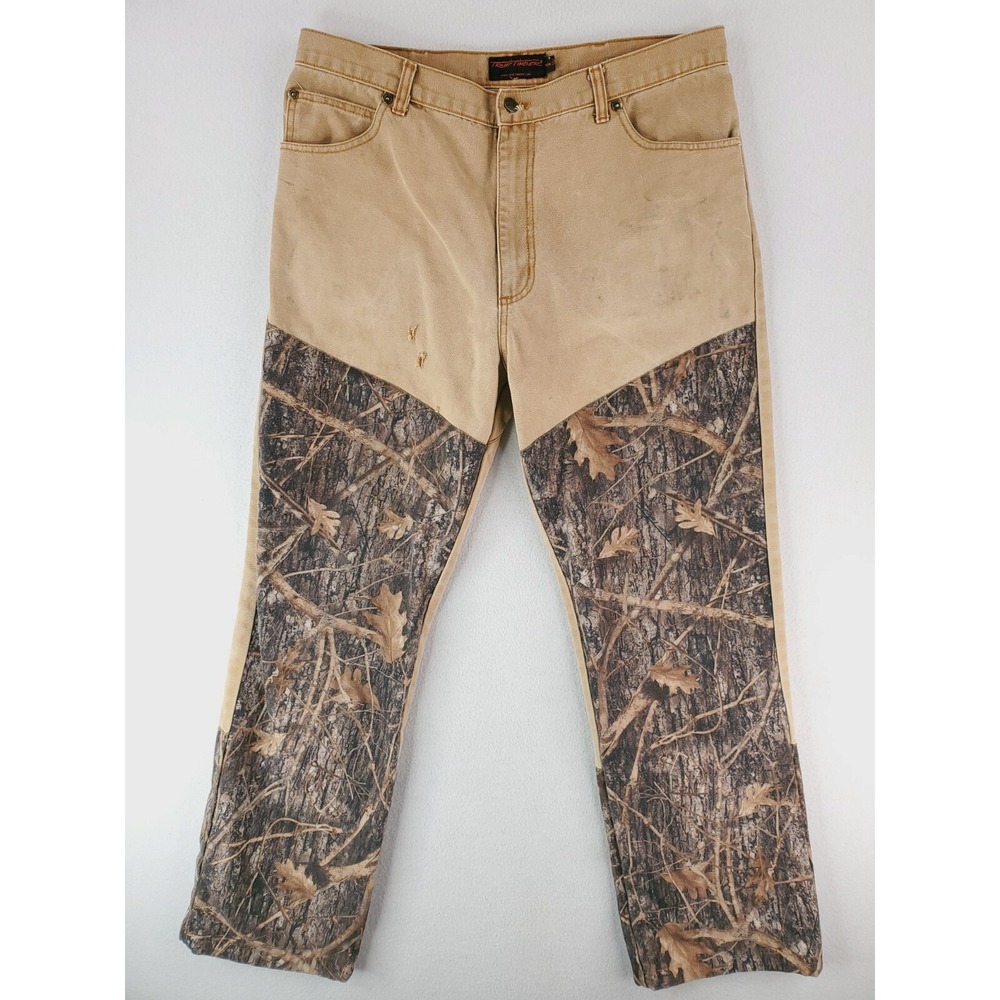 True Timber Pants Men 36x32 Tan Camo Brush Briar Hunting Work Canvas Regular Fit